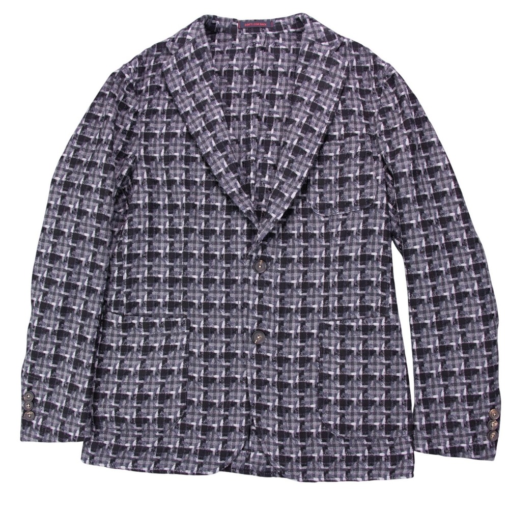 Boglioli THE GIGI Angie Mens 42R Gray Check Wool Unstructured‎ Sport Coat Blazer